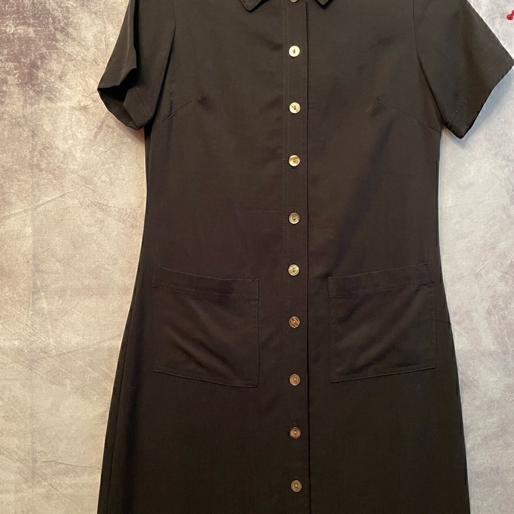Talbots Black Button front Dress size 4 maxi work weekend peasant cottagecore
